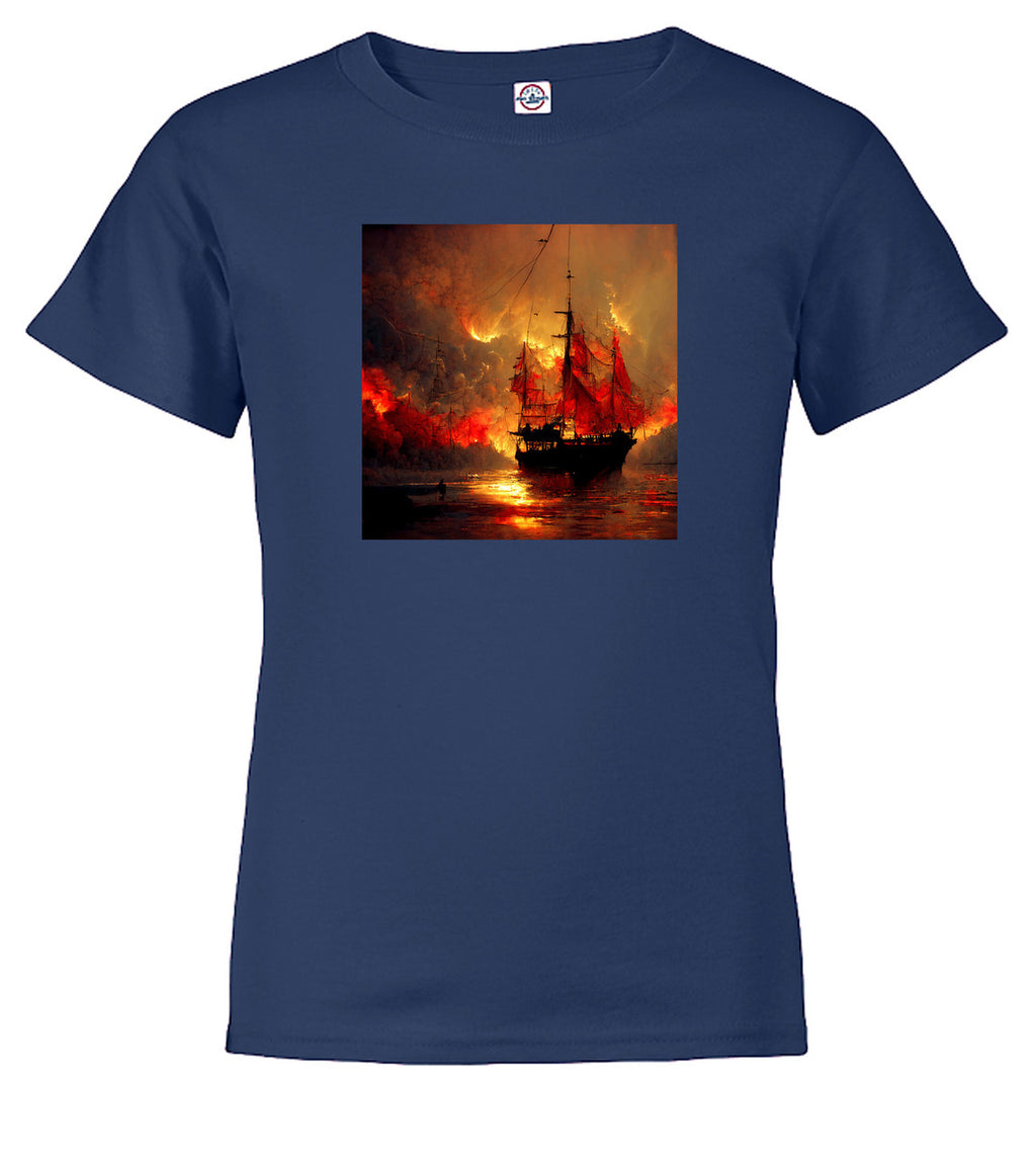 Navy Burning pirate Youth/Toddler T-Shirt