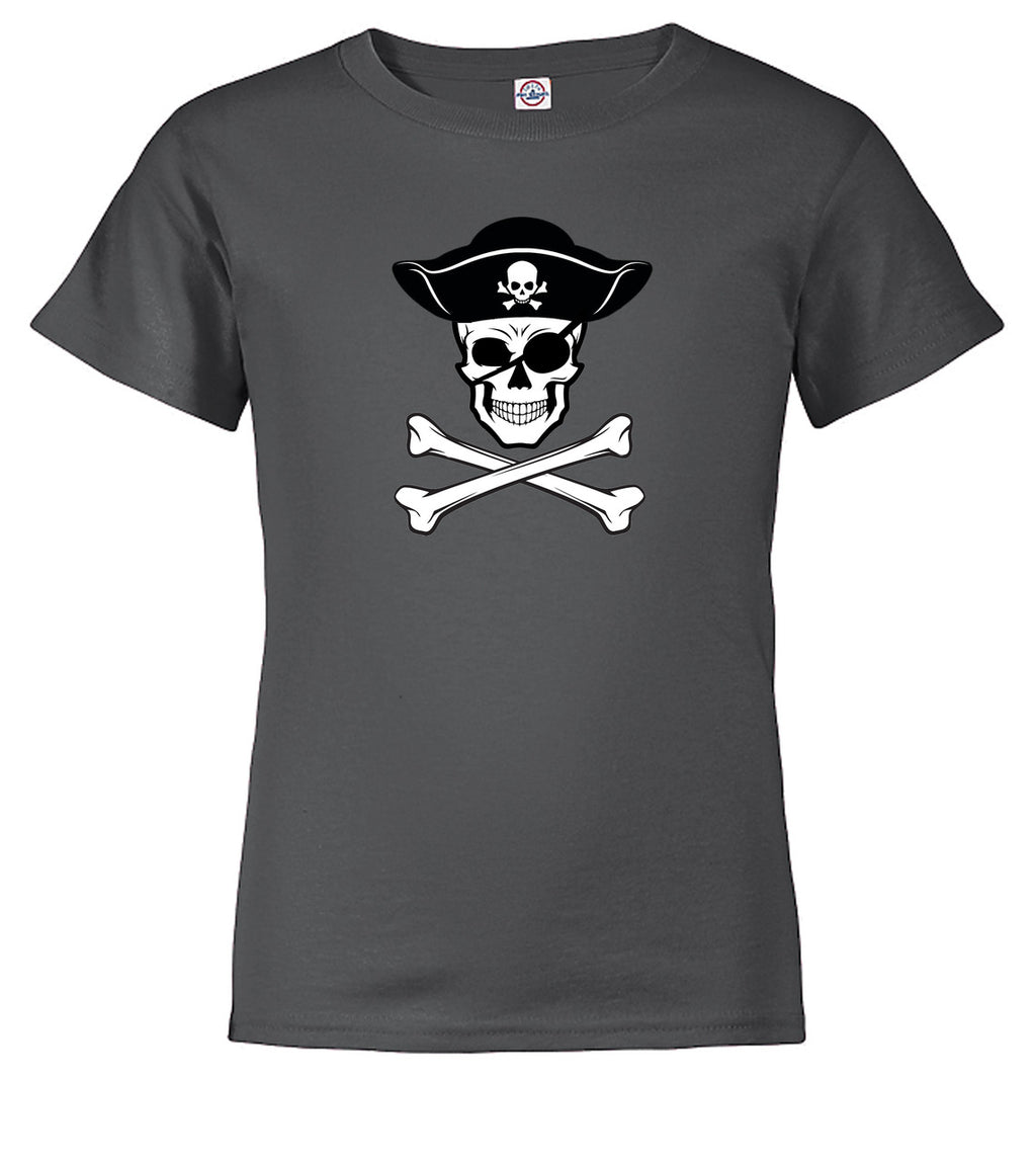 Charcoal Pirate Jolly Roger Youth/Toddler T-Shirt