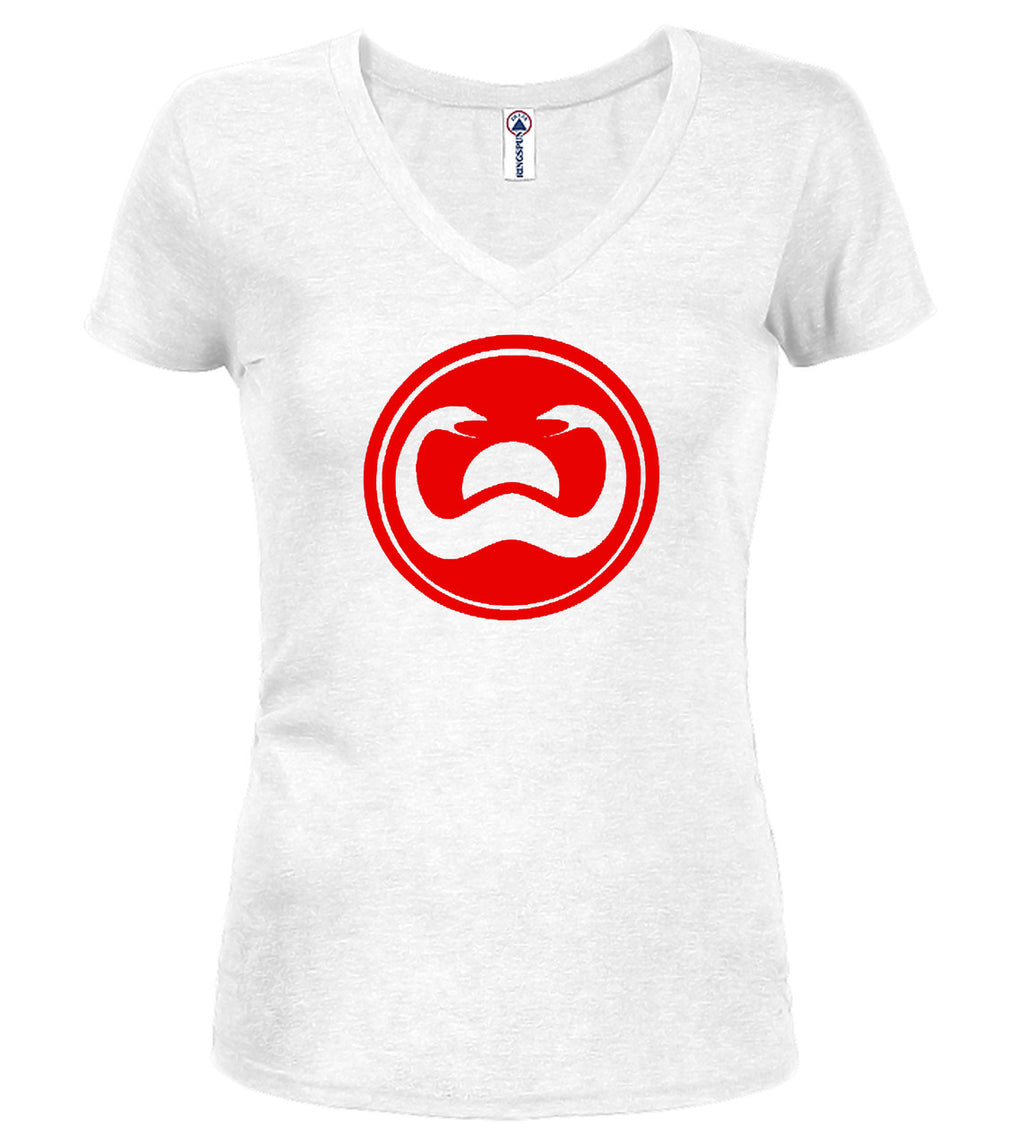 White Doom Juniors V-Neck T-Shirt