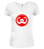 White Doom Juniors V-Neck T-Shirt