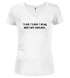 White I Live Juniors V-Neck T-Shirt