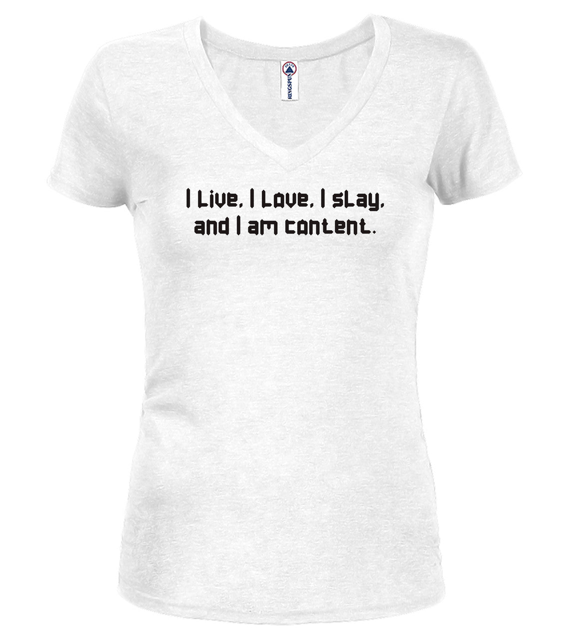 White I Live Juniors V-Neck T-Shirt