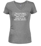 Gray The Strength of Steel Juniors V-Neck T-Shirt