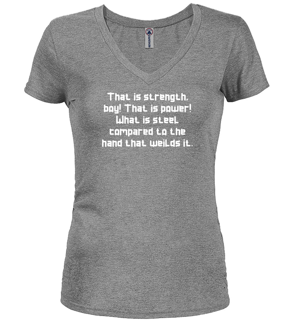 Gray The Strength of Steel Juniors V-Neck T-Shirt