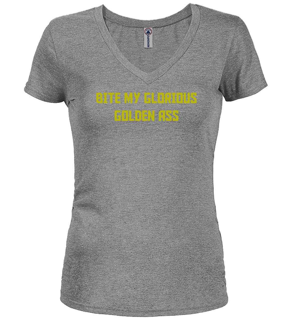 Gray Bite My Glorious Golden Ass Juniors V-Neck T-Shirt