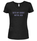 Black Bite My Shiny Metal Ass Juniors V-Neck T-Shirt