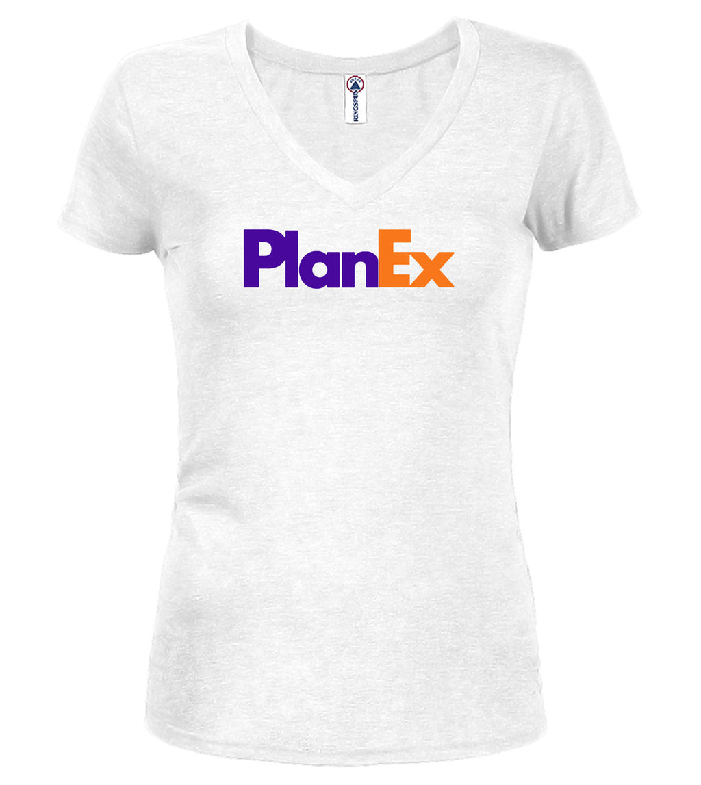 White Rebranded Juniors V-Neck T-Shirt