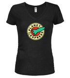 Black Logo Juniors V-Neck T-Shirt