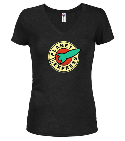 Black Logo Juniors V-Neck T-Shirt
