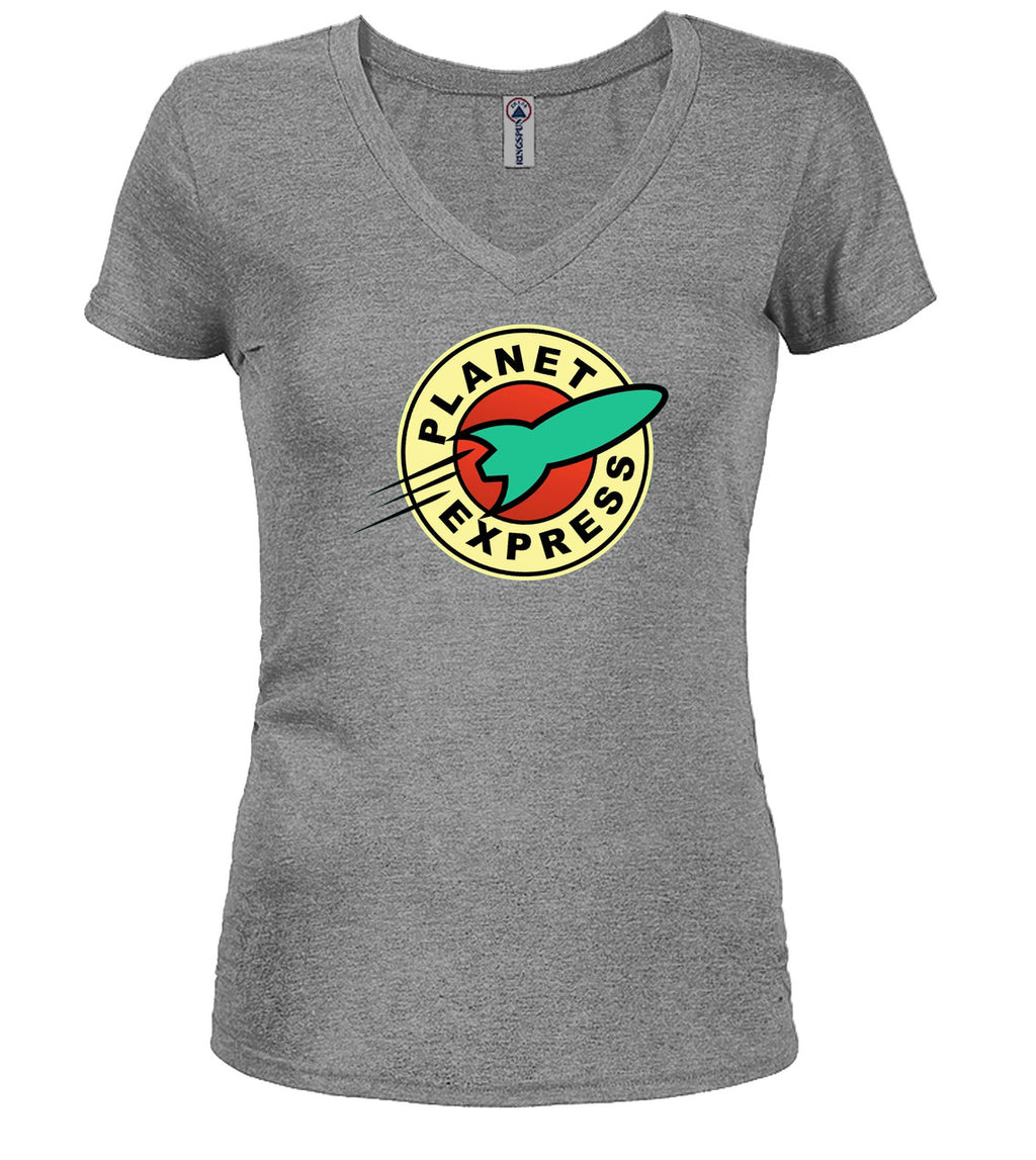 Gray Logo Juniors V-Neck T-Shirt