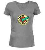 Gray Logo Juniors V-Neck T-Shirt