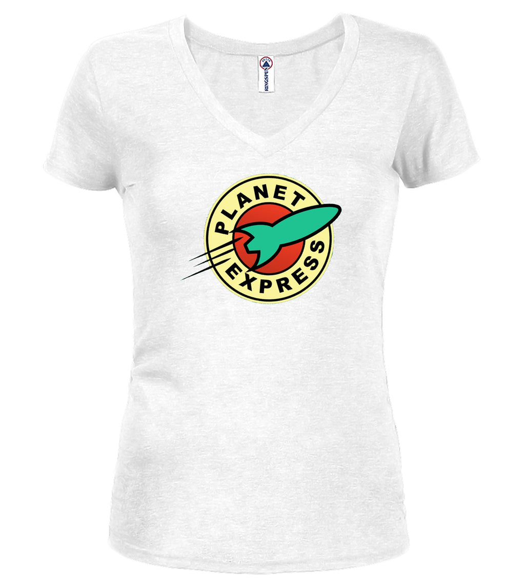 White Logo Juniors V-Neck T-Shirt
