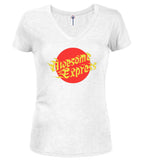 White Awesome Express Juniors V-Neck T-Shirt