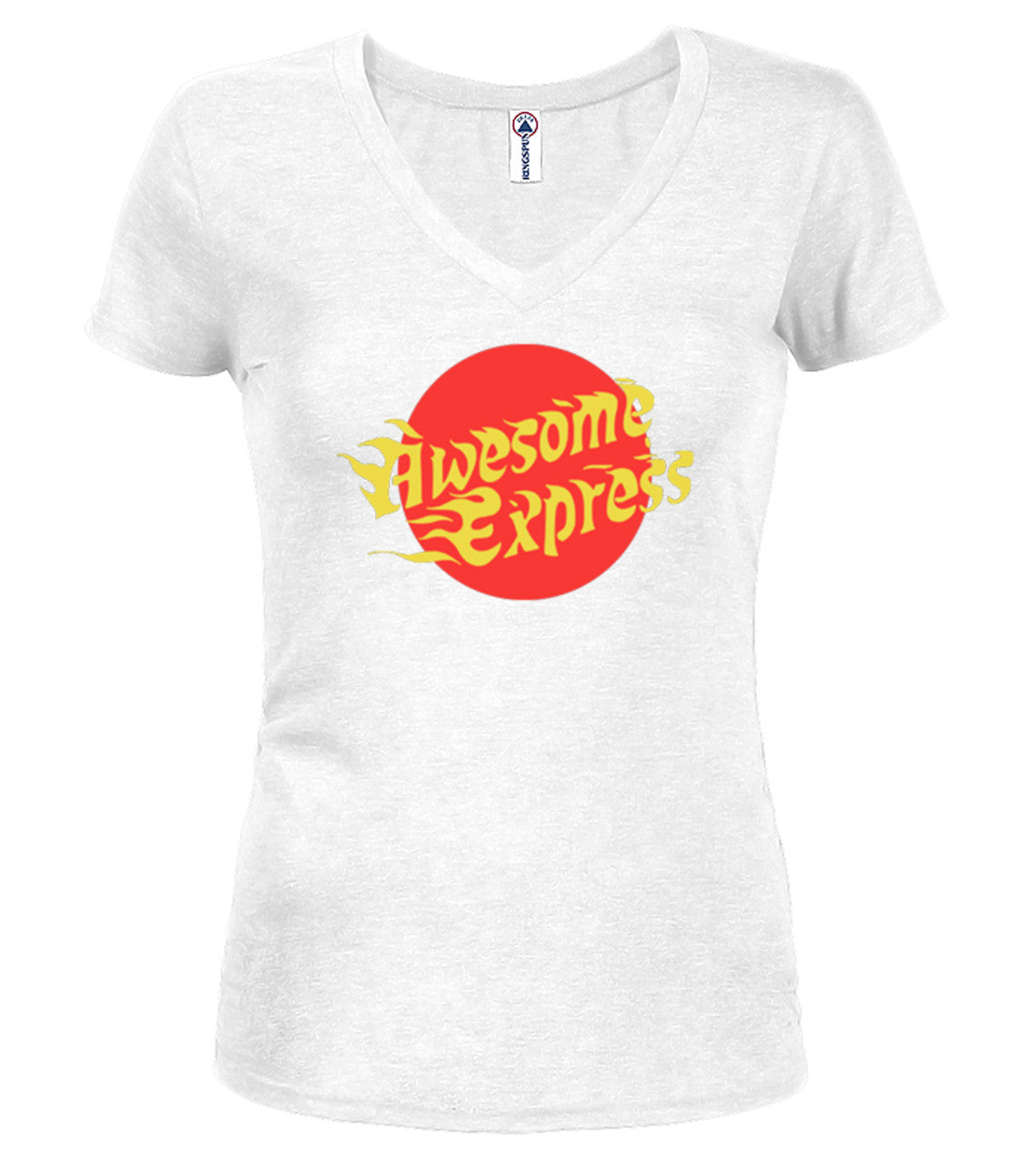 White Awesome Express Juniors V-Neck T-Shirt