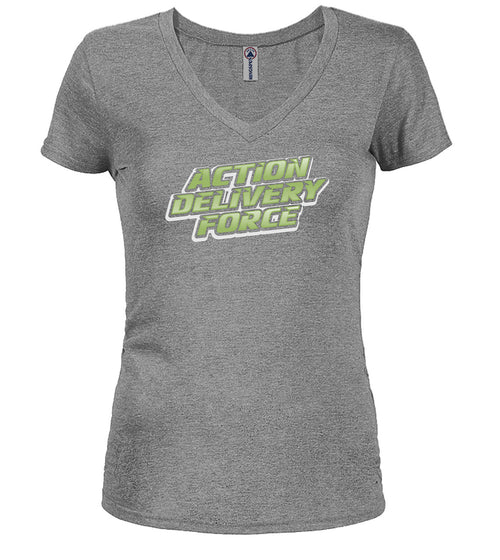 Gray Action Delivery Force Juniors V-Neck T-Shirt