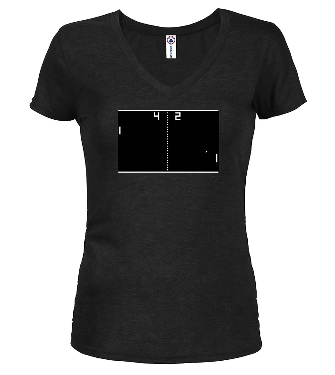 Black Play Screen Juniors V-Neck T-Shirt