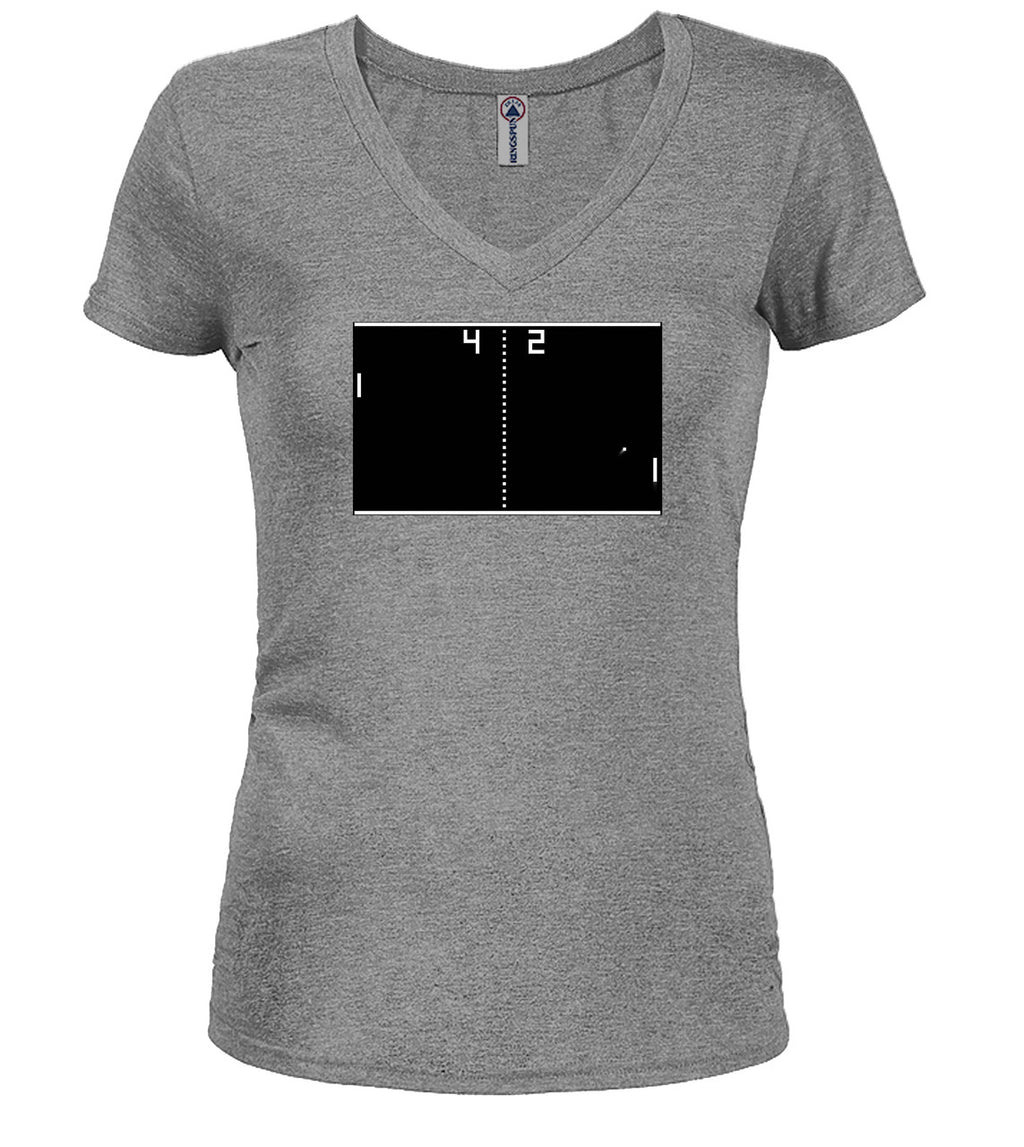 Gray Play Screen Juniors V-Neck T-Shirt