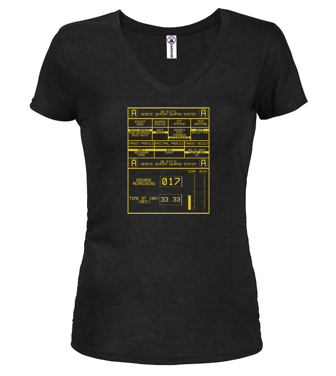 Black Remote Sentry Control Juniors V-Neck T-Shirt