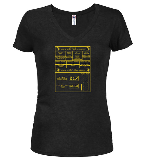 Black Remote Sentry Control Juniors V-Neck T-Shirt