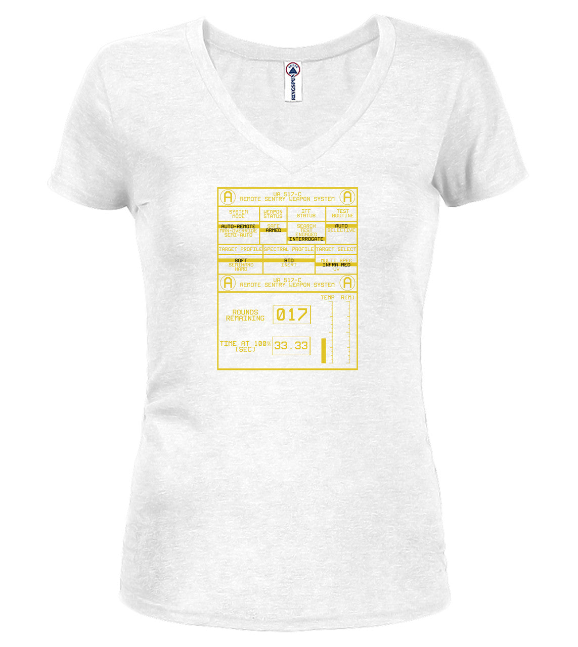 White Remote Sentry Control Juniors V-Neck T-Shirt