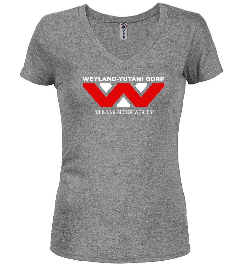Gray Corporate Logo Alt Juniors V-Neck T-Shirt