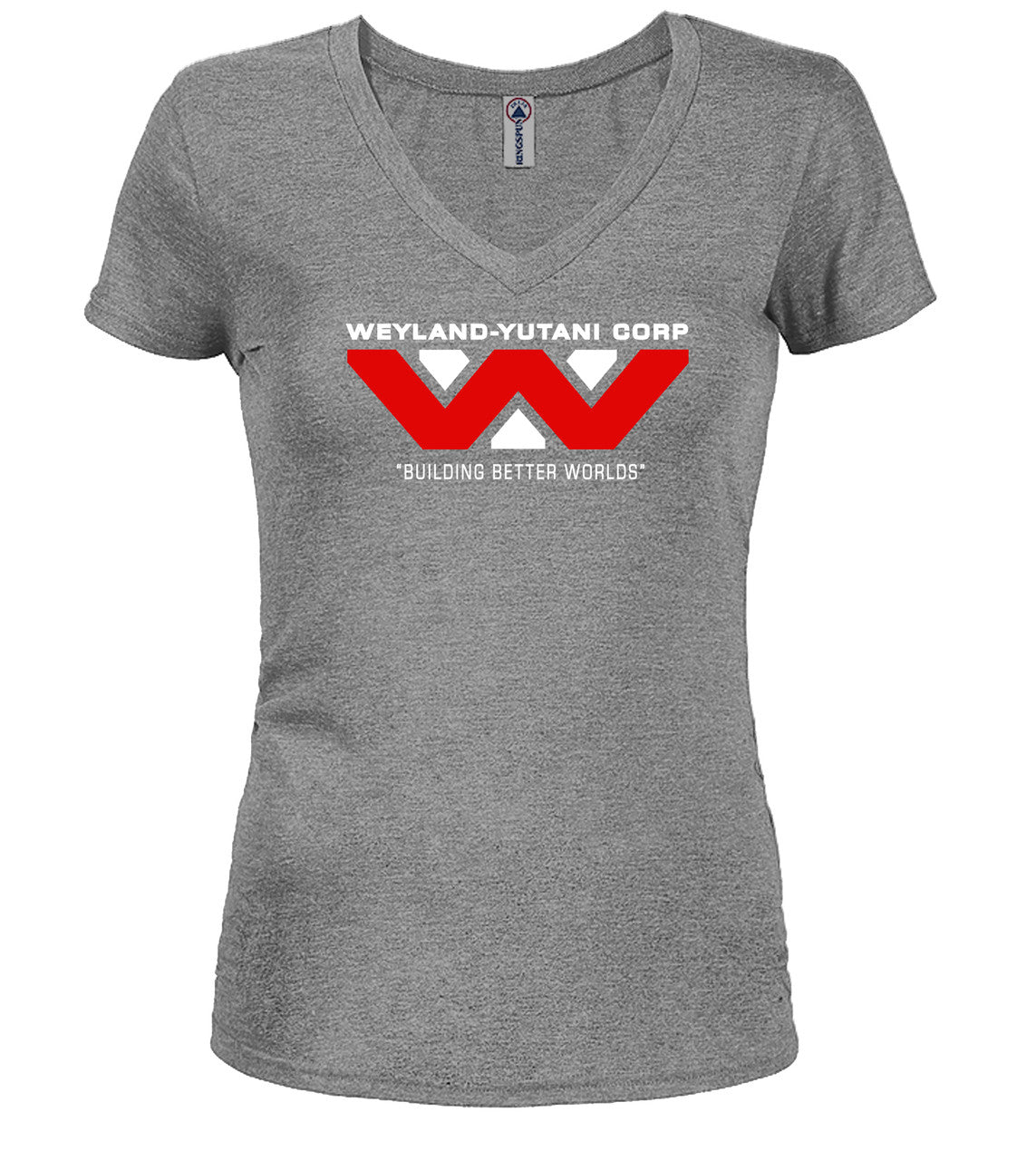 Gray Corporate Logo Alt Juniors V-Neck T-Shirt