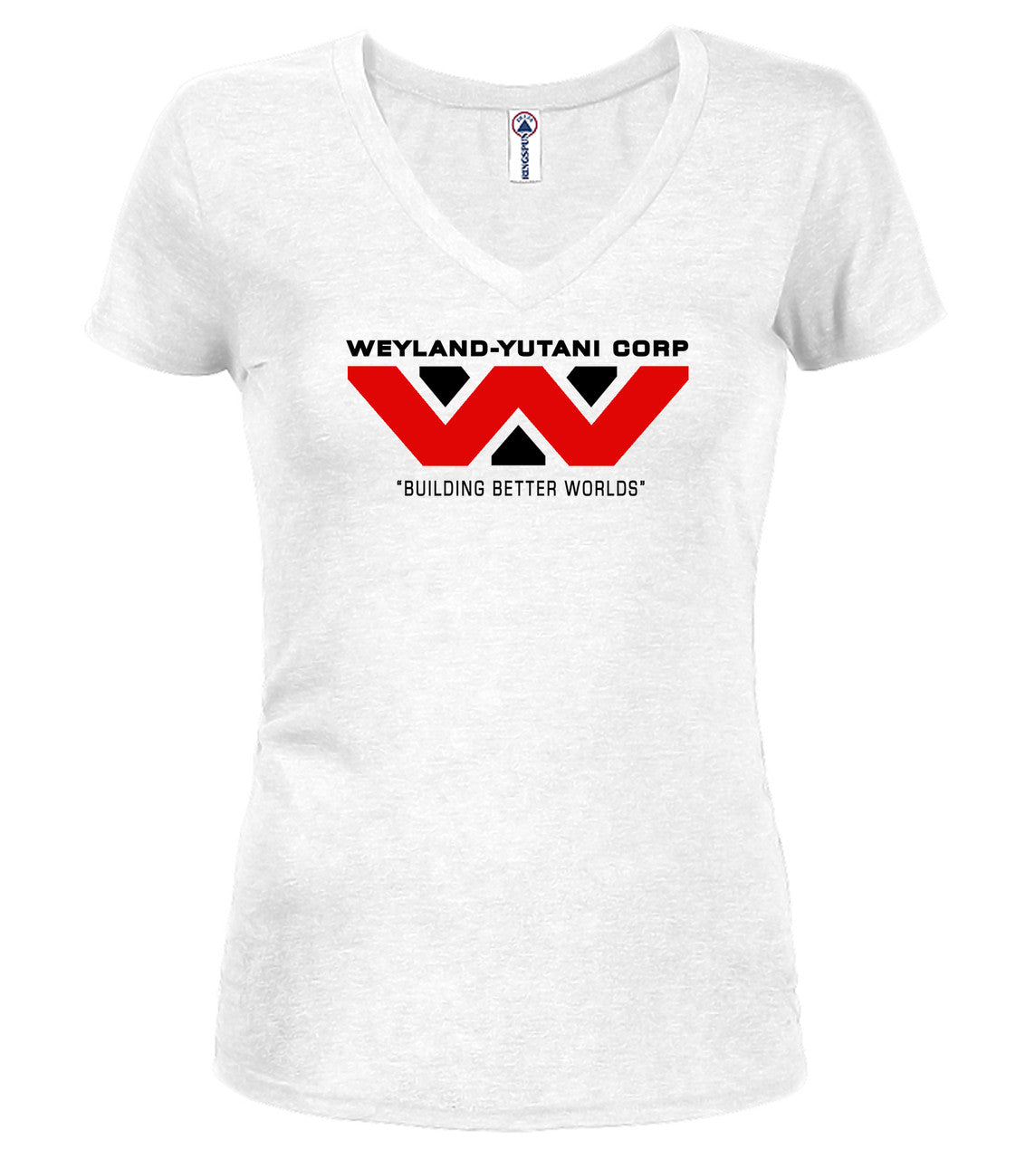 White Corporate Logo Alt Juniors V-Neck T-Shirt