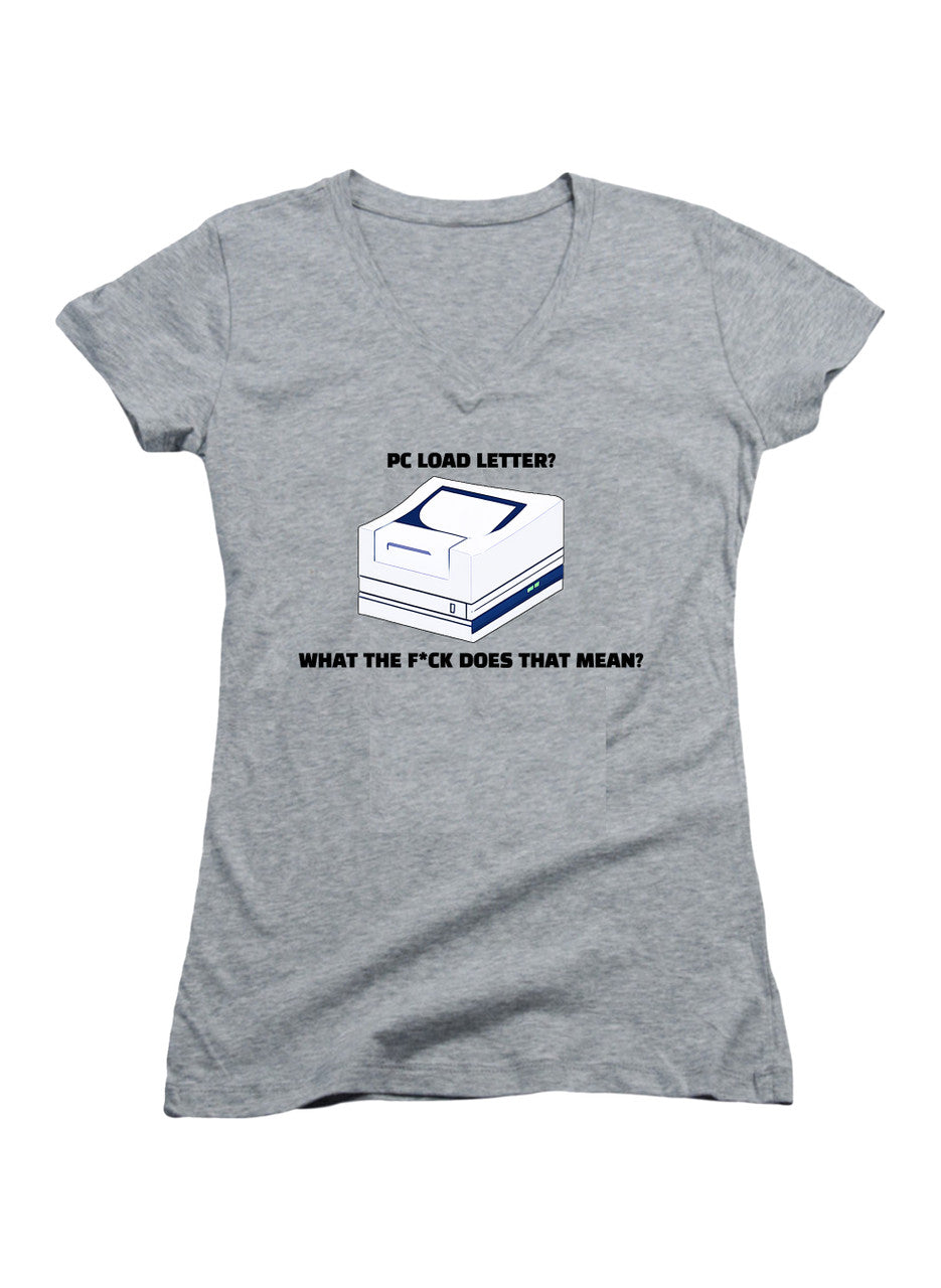 Gray PC Load Letter? Juniors V-Neck T-Shirt