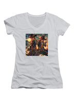 White Back to Back Juniors V-Neck T-Shirt