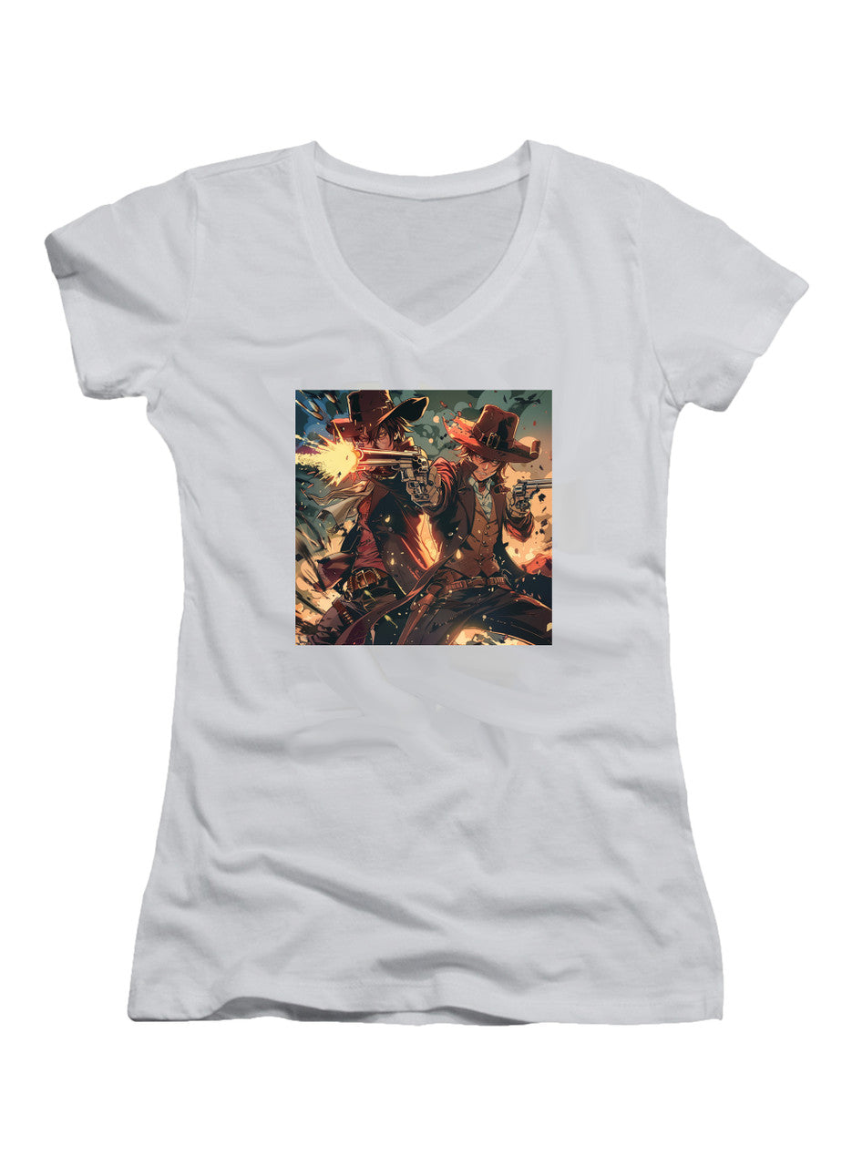 White Back to Back Juniors V-Neck T-Shirt