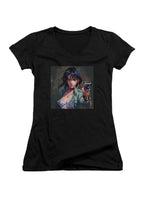 Black Gun in the Hand Juniors V-Neck T-Shirt