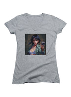 Gray Gun in the Hand Juniors V-Neck T-Shirt