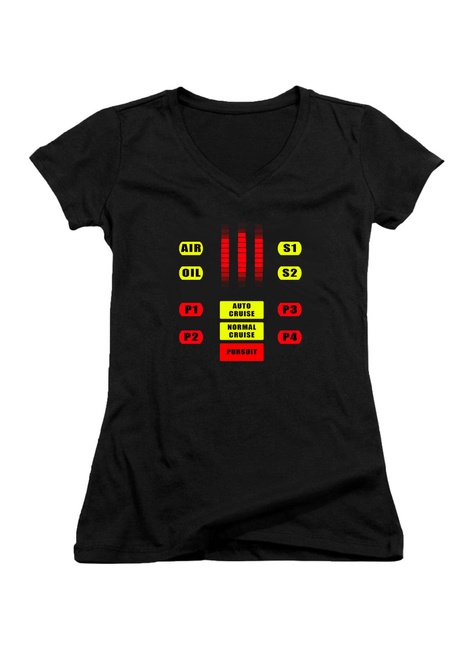 Black K.I.T.T. Control Panel Juniors V-Neck T-Shirt