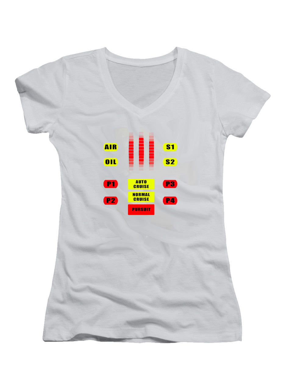 White K.I.T.T. Control Panel Juniors V-Neck T-Shirt