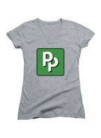 Gray Pied Piper PP Logo Juniors V-Neck T-Shirt