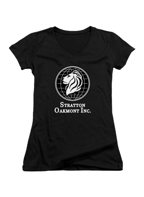 Black Stratton Oakmont Logo Juniors V-Neck T-Shirt