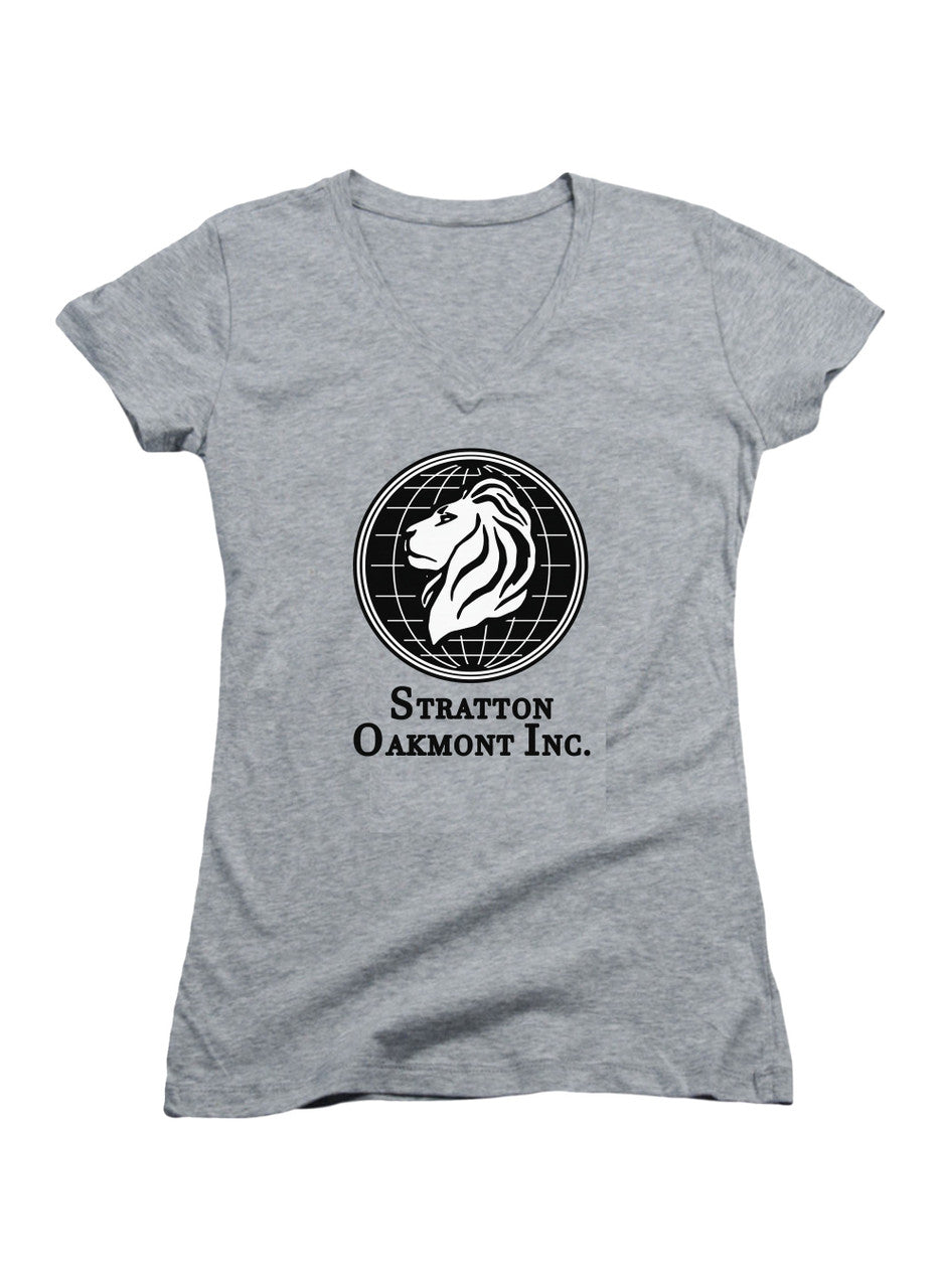 Gray Stratton Oakmont Logo Juniors V-Neck T-Shirt