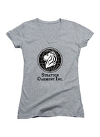 Gray Stratton Oakmont Logo Juniors V-Neck T-Shirt