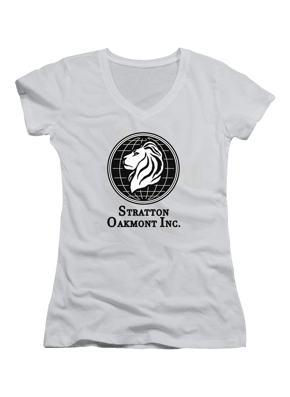 White Stratton Oakmont Logo Juniors V-Neck T-Shirt