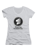 White Stratton Oakmont Logo Juniors V-Neck T-Shirt