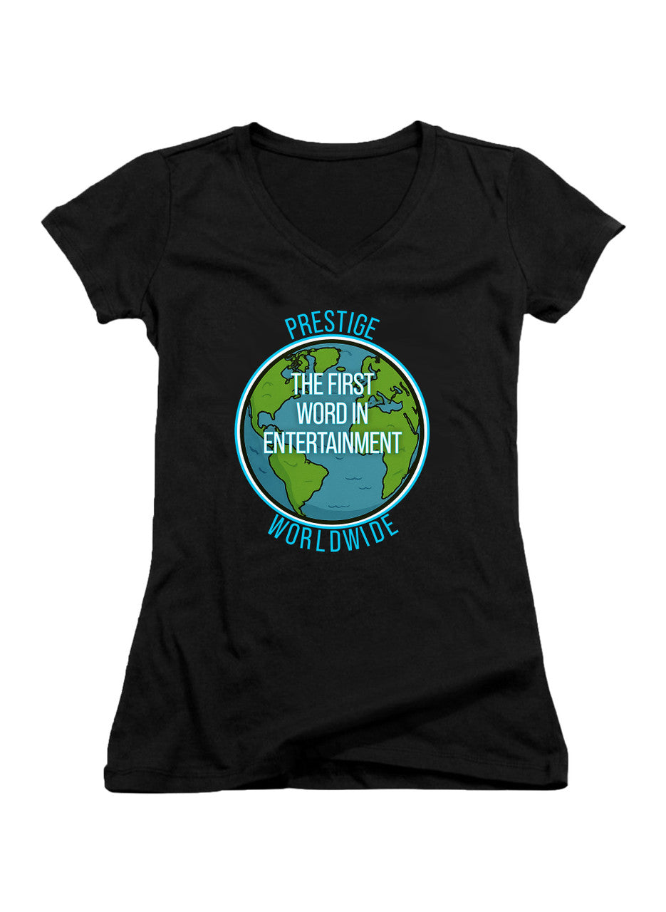 Black Prestige Worldwide Juniors V-Neck T-Shirt