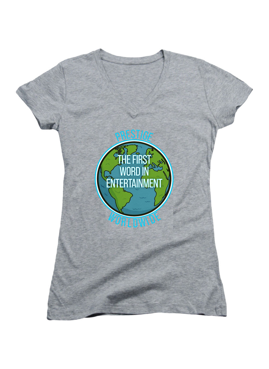 Gray Prestige Worldwide Juniors V-Neck T-Shirt