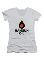 White Hamsun Oil Juniors V-Neck T-Shirt