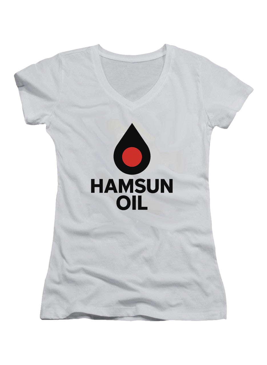 White Hamsun Oil Juniors V-Neck T-Shirt