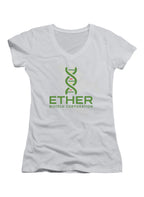 White Ether Biotech Corporation Juniors V-Neck T-Shirt