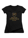 Black Milton-Fitzpatrick Bank Juniors V-Neck T-Shirt