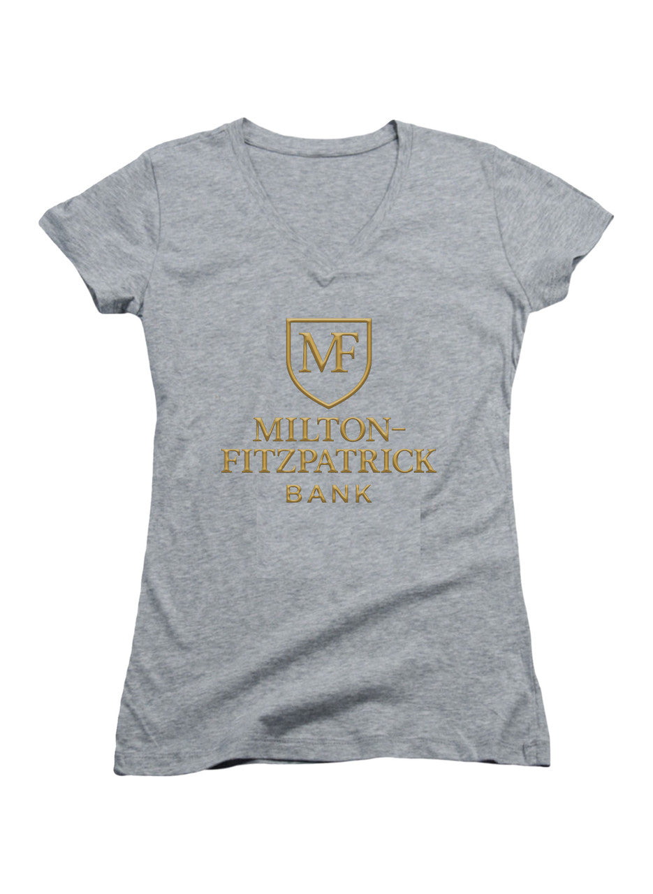 Gray Milton-Fitzpatrick Bank Juniors V-Neck T-Shirt