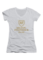 White Milton-Fitzpatrick Bank Juniors V-Neck T-Shirt