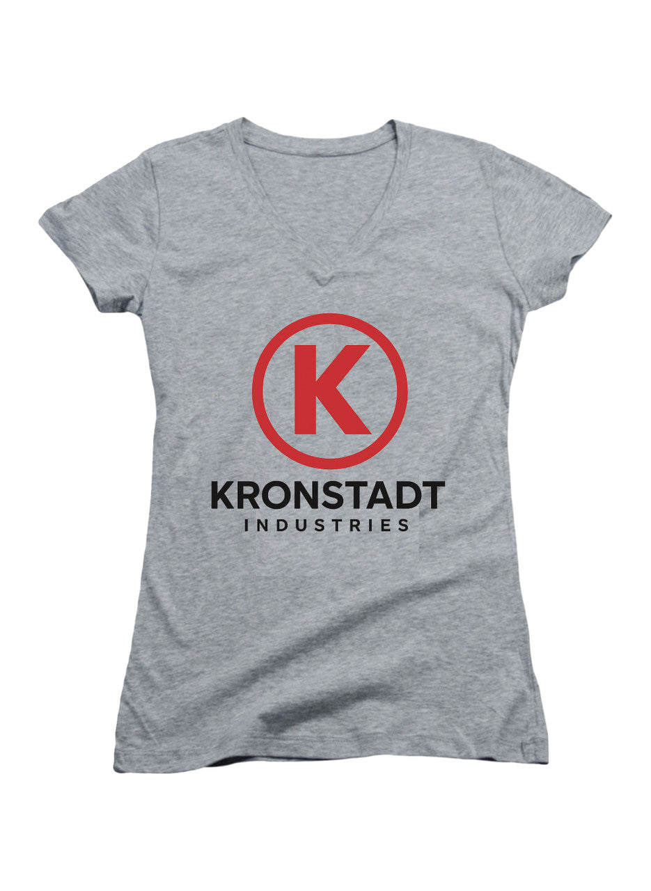 Gray Kronstadt Industries Juniors V-Neck T-Shirt
