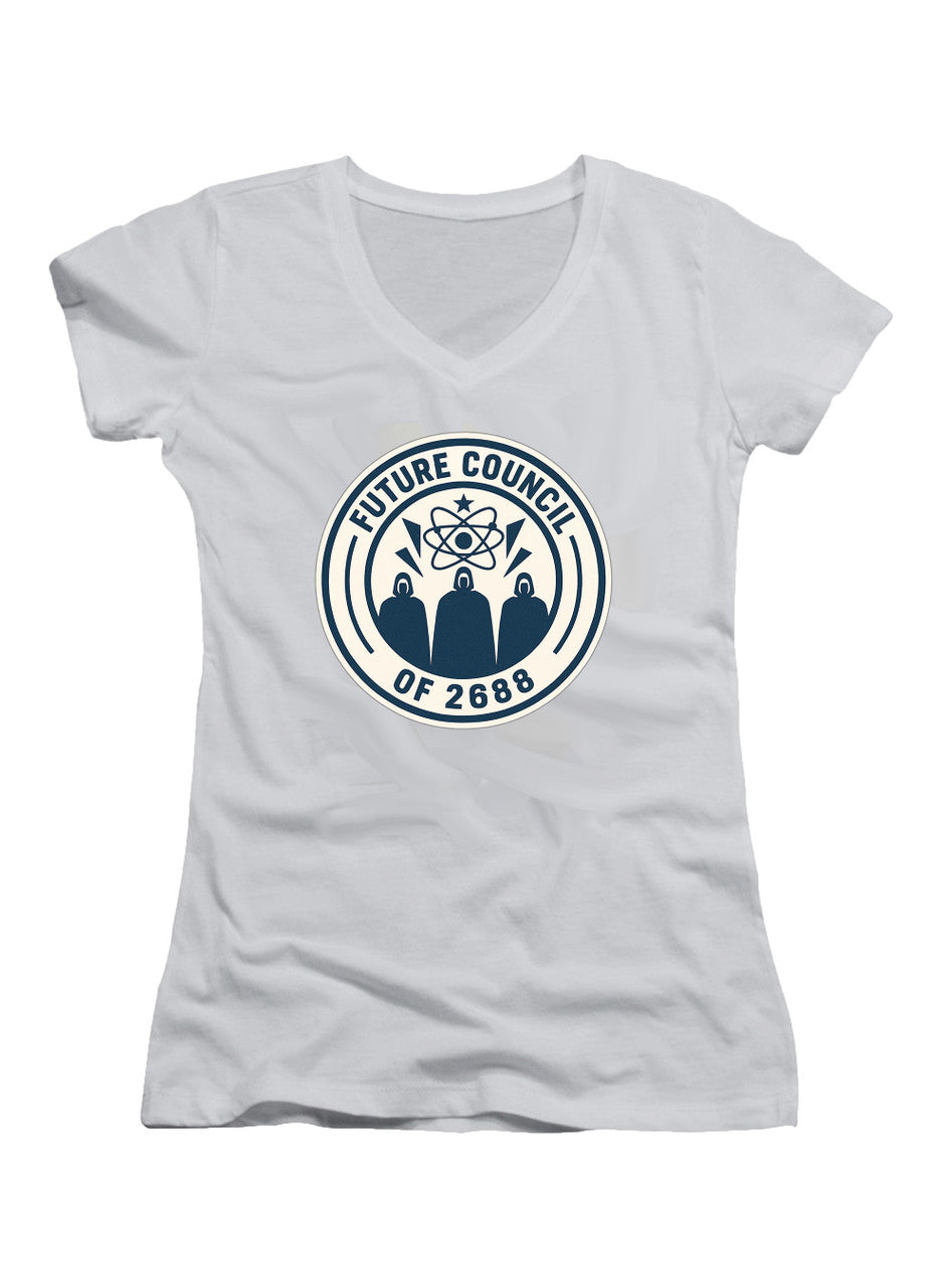 White Future Council Juniors V-Neck T-Shirt